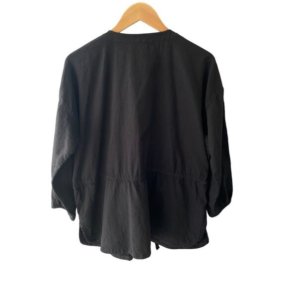 Eileen Fisher Organic Cotton Twill Shirttail Jacket Top in Black Size Medium - Picture 5 of 8